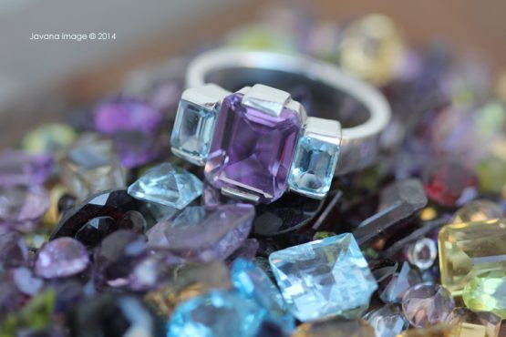 combination ring - blue topaz & amethyst