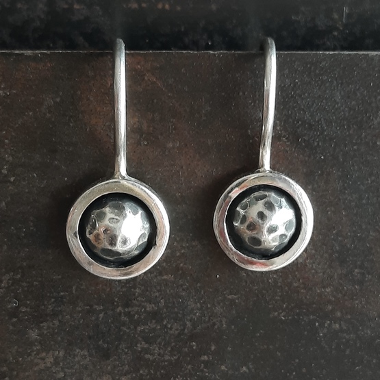 hammered & satin lotus drop earrings