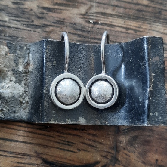 hammered & satin lotus drop earrings - Image 2