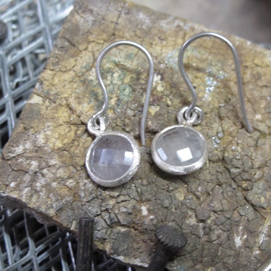grey milky sapphire earrings