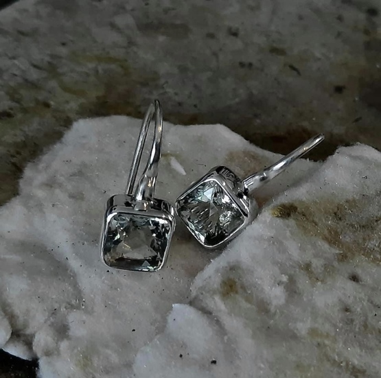 cushion cut green amethyst drop earrings (limited edition)